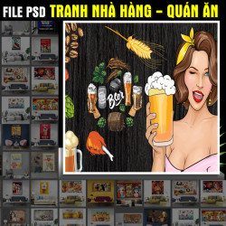 File psd tranh Nhà hàng quán ăn 2023